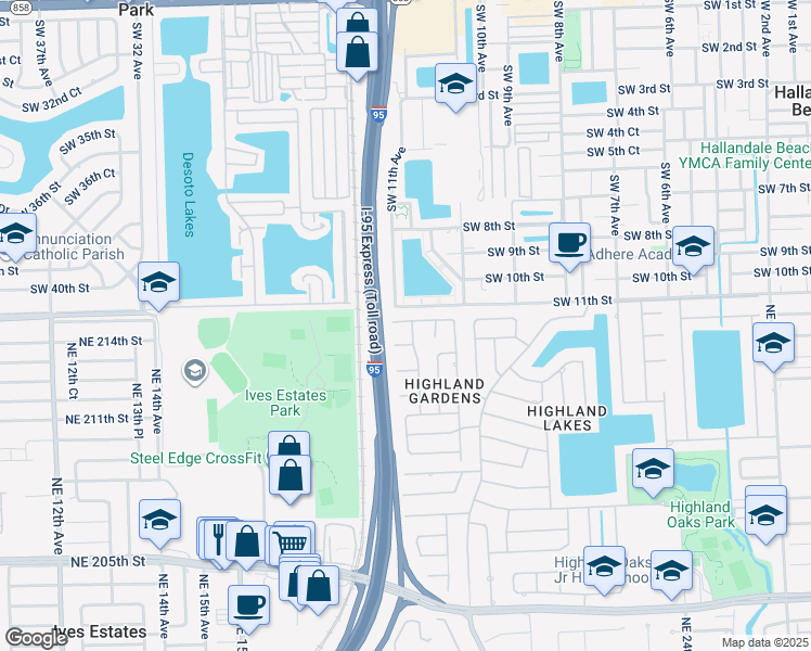 map of restaurants, bars, coffee shops, grocery stores, and more near 21302 Northeast 18th Place in North Miami Beach