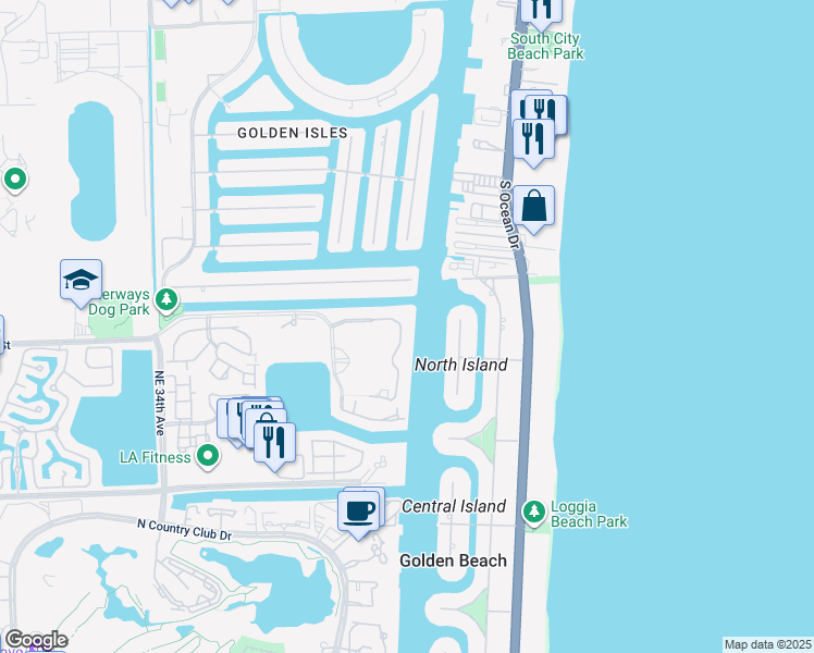 map of restaurants, bars, coffee shops, grocery stores, and more near 21401 Northeast 38th Avenue in Aventura