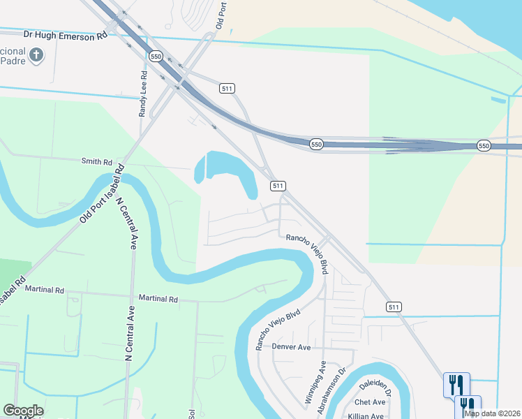 map of restaurants, bars, coffee shops, grocery stores, and more near 102 Bismark Court in Brownsville