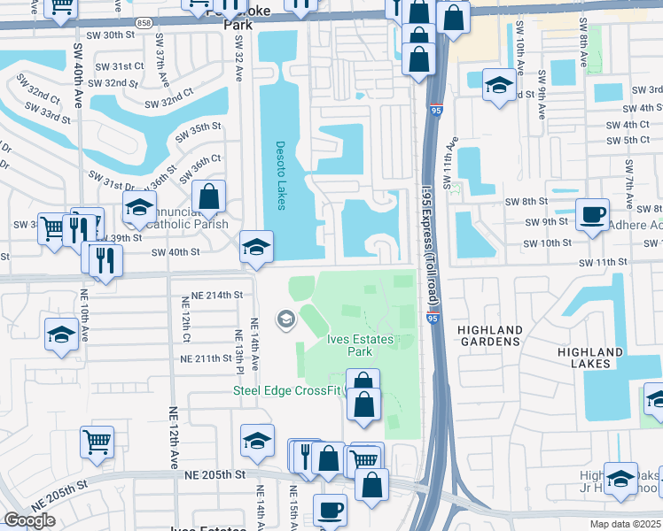 map of restaurants, bars, coffee shops, grocery stores, and more near 122 West Lake Shore Drive in Hallandale Beach