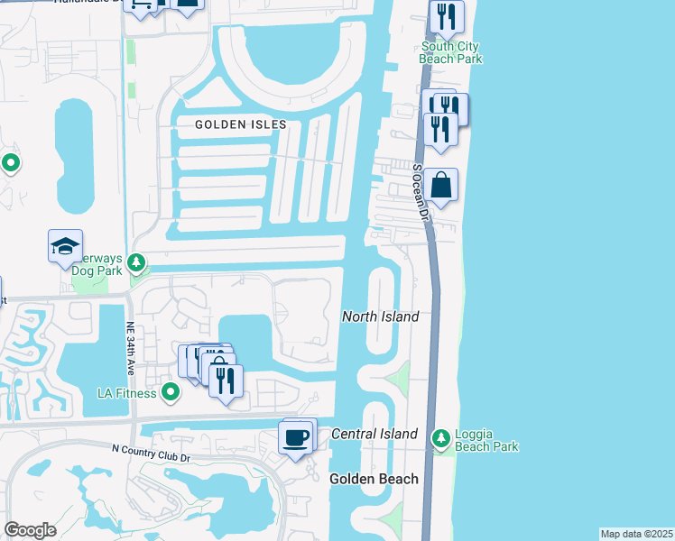 map of restaurants, bars, coffee shops, grocery stores, and more near 21401 Northeast 38th Avenue in Aventura