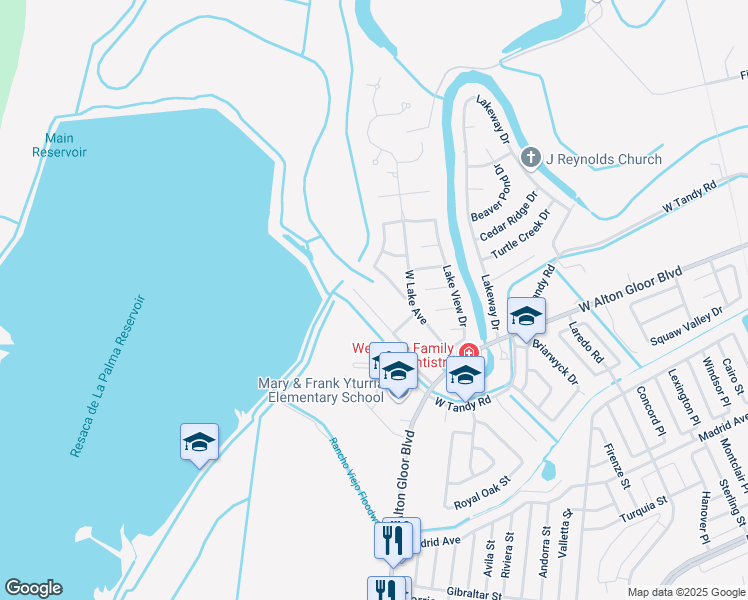 map of restaurants, bars, coffee shops, grocery stores, and more near 2150 Sunset Lake Drive in Brownsville