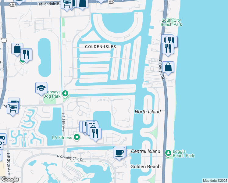 map of restaurants, bars, coffee shops, grocery stores, and more near in Aventura