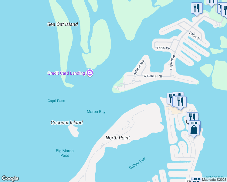 map of restaurants, bars, coffee shops, grocery stores, and more near 624 La Peninsula Boulevard in Naples