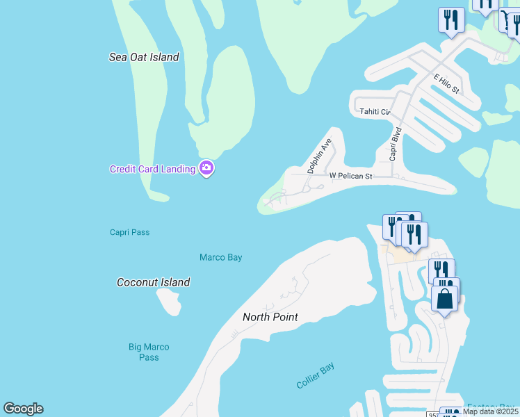 map of restaurants, bars, coffee shops, grocery stores, and more near 624 La Peninsula Boulevard in Naples