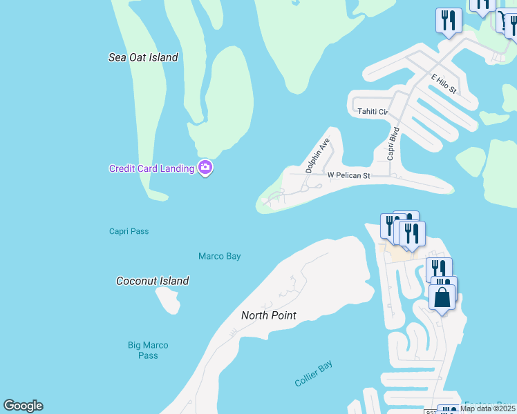 map of restaurants, bars, coffee shops, grocery stores, and more near 624 La Peninsula Boulevard in Naples