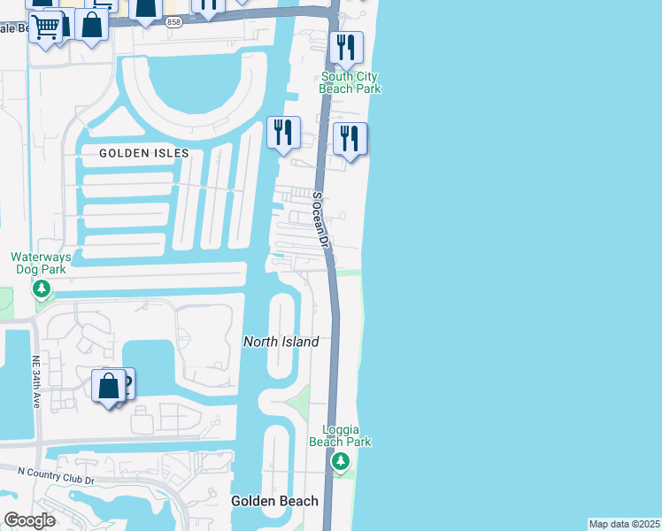 map of restaurants, bars, coffee shops, grocery stores, and more near 3180 S Ocean Dr in Hallandale