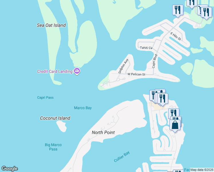 map of restaurants, bars, coffee shops, grocery stores, and more near 410 La Peninsula Boulevard in Naples