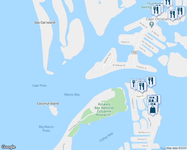 map of restaurants, bars, coffee shops, grocery stores, and more near 410 La Peninsula Boulevard in Naples