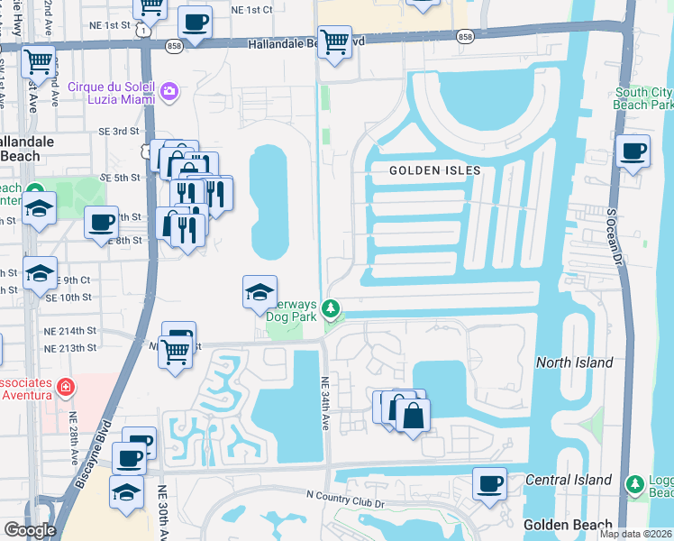 map of restaurants, bars, coffee shops, grocery stores, and more near 717 Layne Boulevard in Hallandale Beach