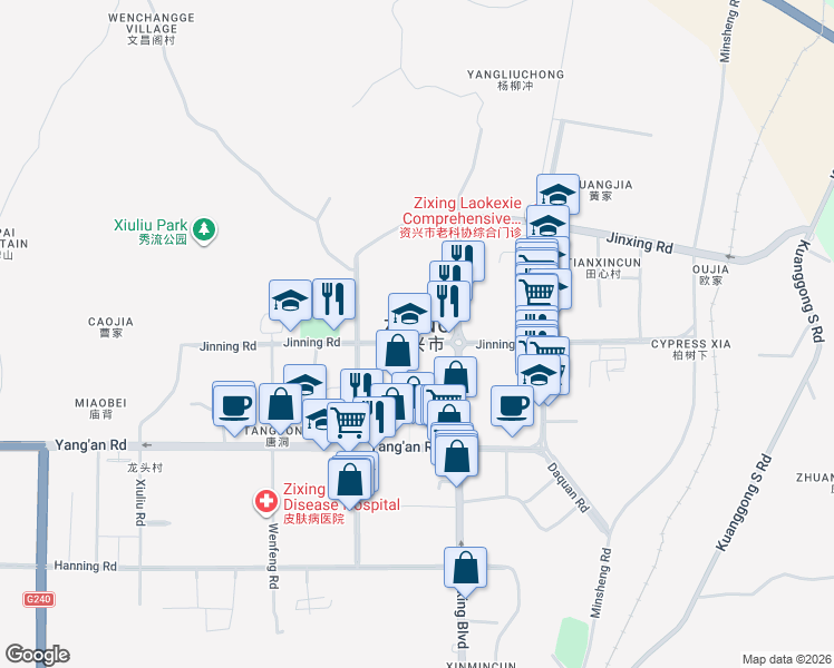 map of restaurants, bars, coffee shops, grocery stores, and more near in Chenzhou
