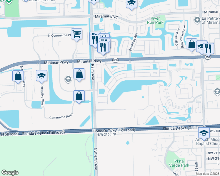 map of restaurants, bars, coffee shops, grocery stores, and more near 9992 Nandina Street in Miramar