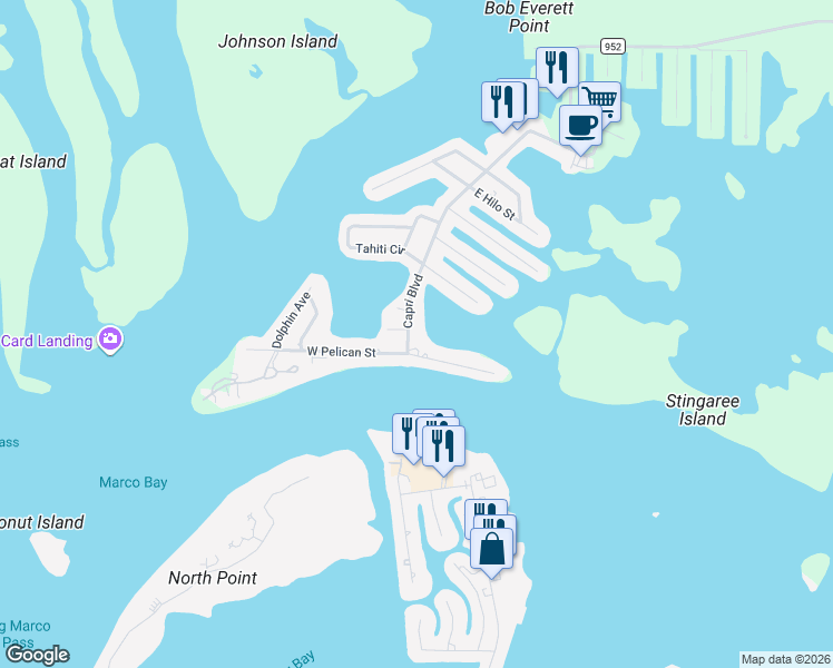 map of restaurants, bars, coffee shops, grocery stores, and more near 3e East Pelican Street in Naples