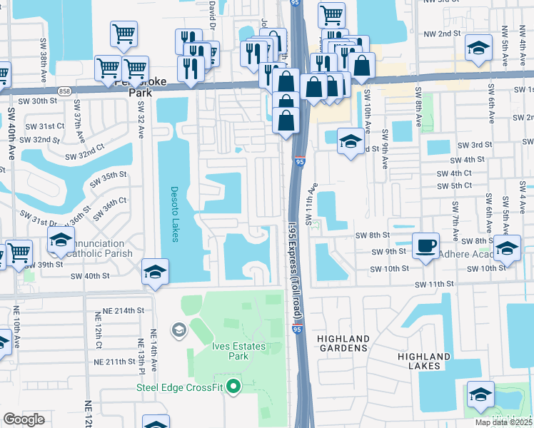 map of restaurants, bars, coffee shops, grocery stores, and more near 138 Lone Pine Drive in Hallandale Beach