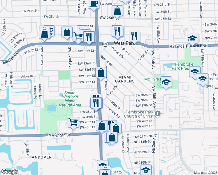 map of restaurants, bars, coffee shops, grocery stores, and more near 39 Newton Rd in West Park