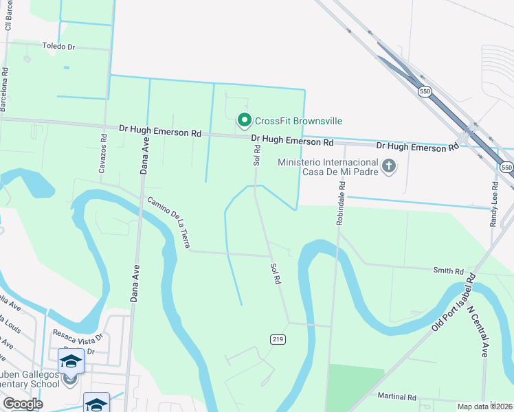 map of restaurants, bars, coffee shops, grocery stores, and more near 4722-5200 Sol Road in Brownsville