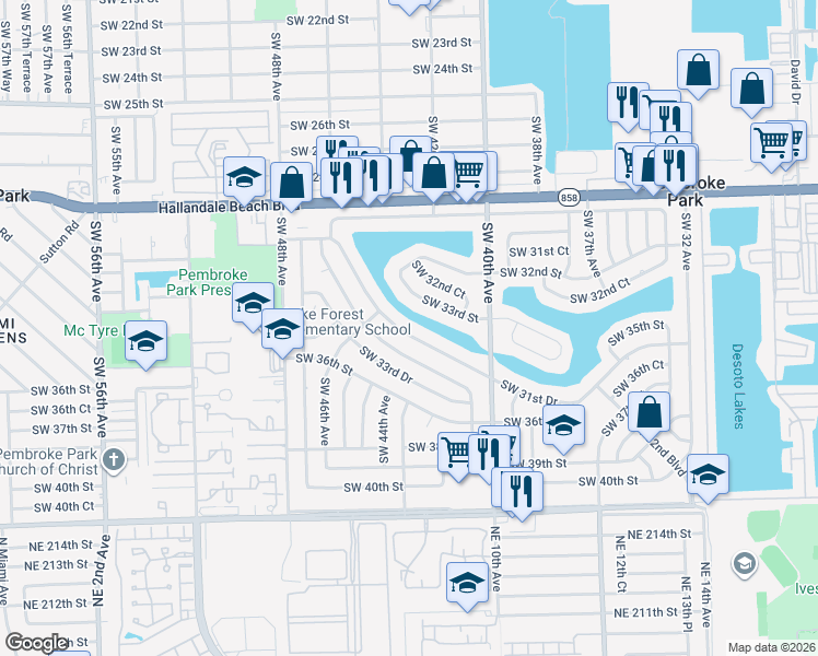 map of restaurants, bars, coffee shops, grocery stores, and more near 4311 Southwest 31st Drive in West Park