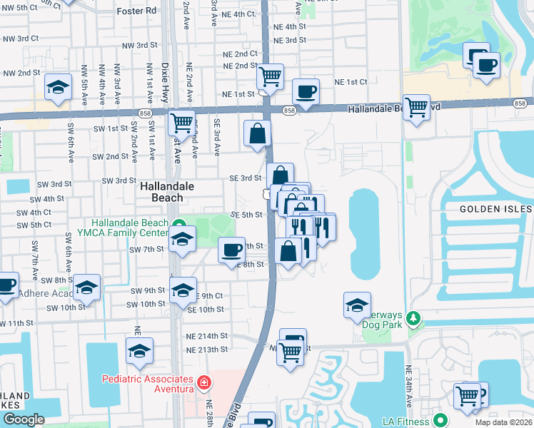map of restaurants, bars, coffee shops, grocery stores, and more near 4050 Northwest 126th Avenue in Coral Springs