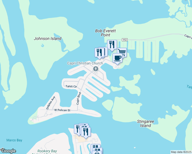 map of restaurants, bars, coffee shops, grocery stores, and more near 139 Trinidad Street in Naples