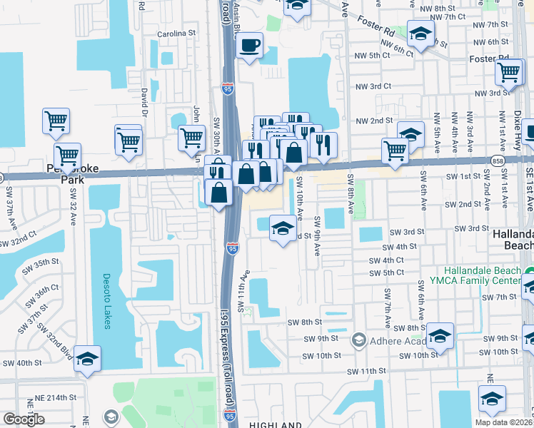 map of restaurants, bars, coffee shops, grocery stores, and more near 1037 Southwest 2nd Street in Hallandale Beach