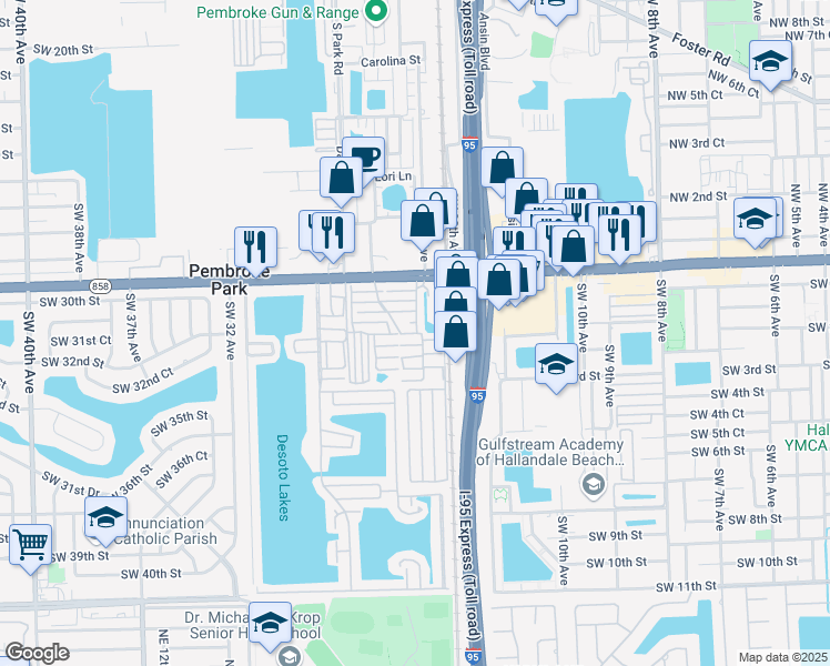 map of restaurants, bars, coffee shops, grocery stores, and more near 111 7th Street in Hallandale Beach