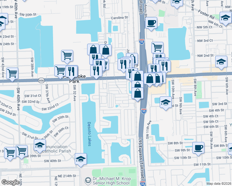 map of restaurants, bars, coffee shops, grocery stores, and more near 503 5th Street in Hallandale Beach