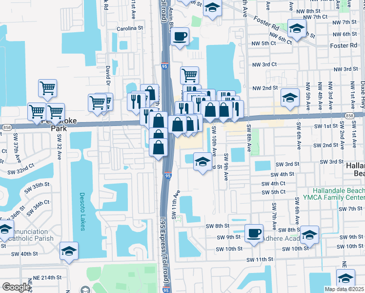 map of restaurants, bars, coffee shops, grocery stores, and more near 173 Southwest 11th Avenue in Hallandale Beach