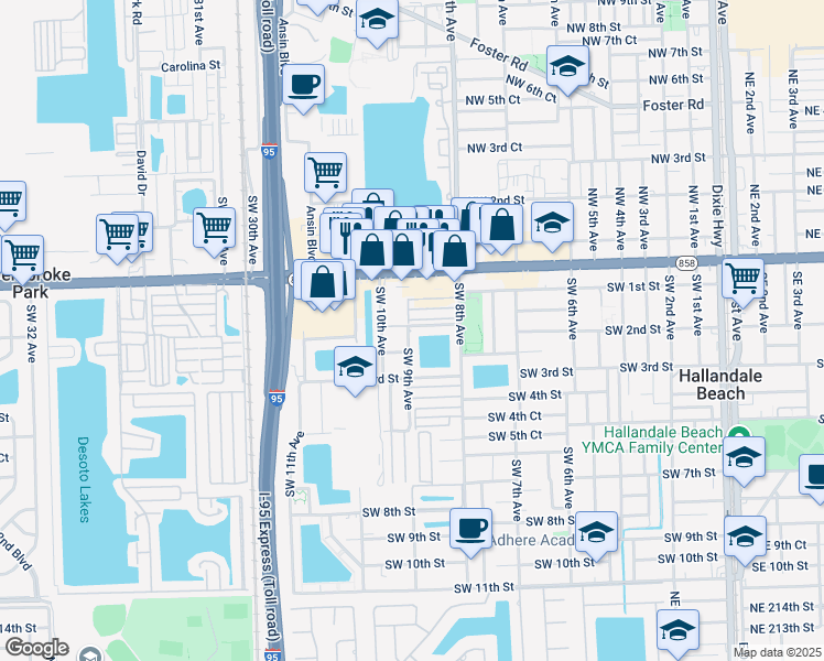 map of restaurants, bars, coffee shops, grocery stores, and more near 842 Southwest 2nd Street in Hallandale Beach