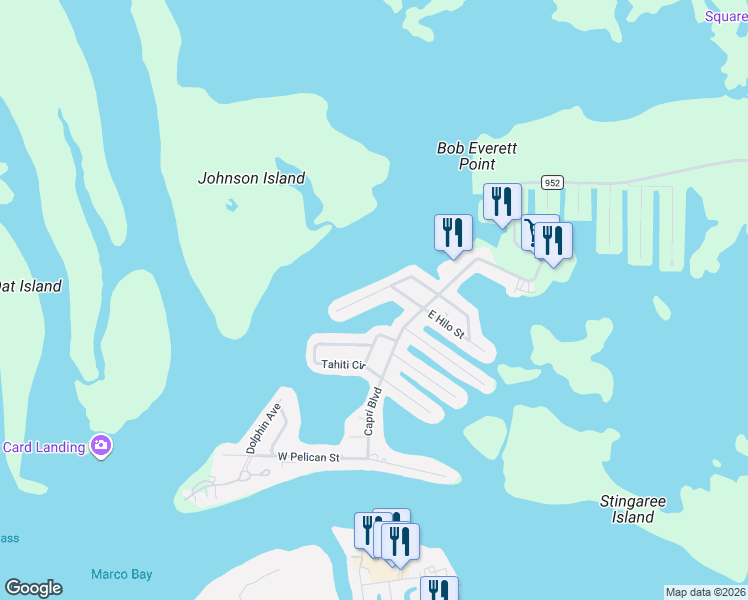 map of restaurants, bars, coffee shops, grocery stores, and more near 152 West Pago Pago Drive in Naples