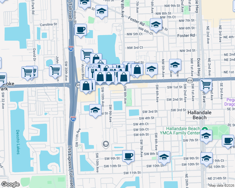 map of restaurants, bars, coffee shops, grocery stores, and more near 835 West Hallandale Beach Boulevard in Hallandale Beach