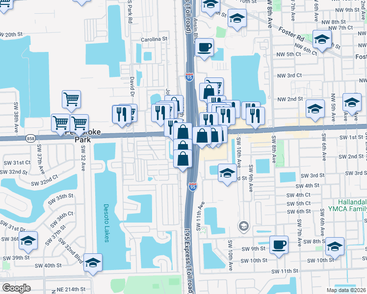 map of restaurants, bars, coffee shops, grocery stores, and more near 3000 West Hallandale Beach Boulevard in Hallandale Beach