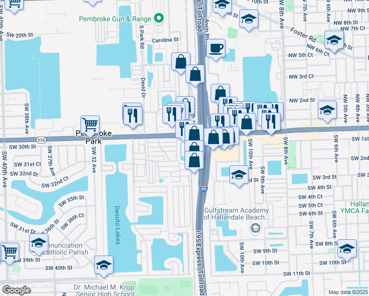 map of restaurants, bars, coffee shops, grocery stores, and more near 2900 Country Club Lane in Hallandale Beach