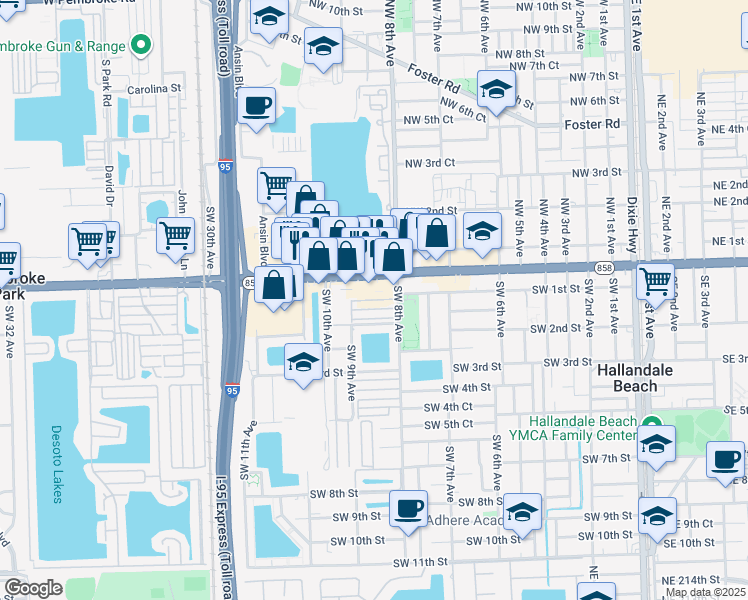 map of restaurants, bars, coffee shops, grocery stores, and more near 835 West Hallandale Beach Boulevard in Hallandale Beach