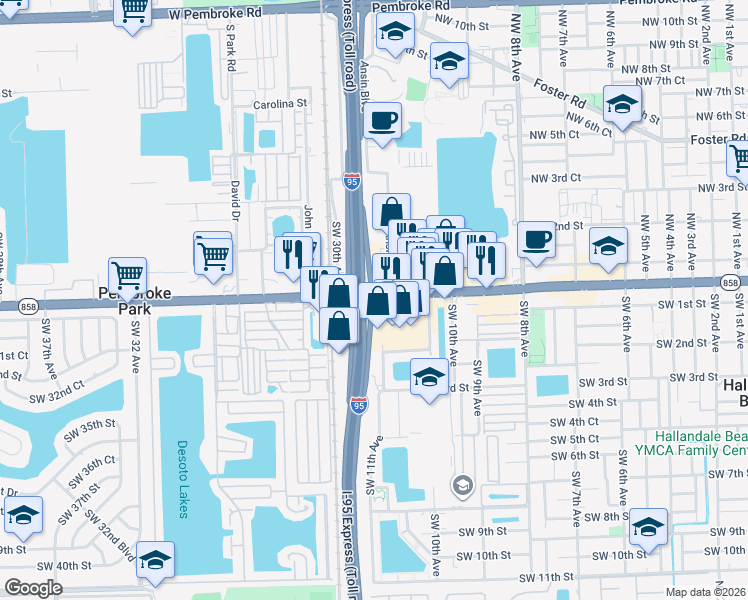 map of restaurants, bars, coffee shops, grocery stores, and more near 1091 West Hallandale Beach Boulevard in Hallandale Beach