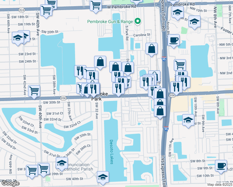 map of restaurants, bars, coffee shops, grocery stores, and more near 3190 West Hallandale Beach Boulevard in Hallandale Beach