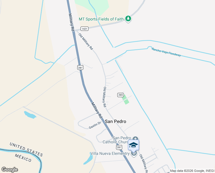 map of restaurants, bars, coffee shops, grocery stores, and more near 614-618 San Pedro Road in Brownsville