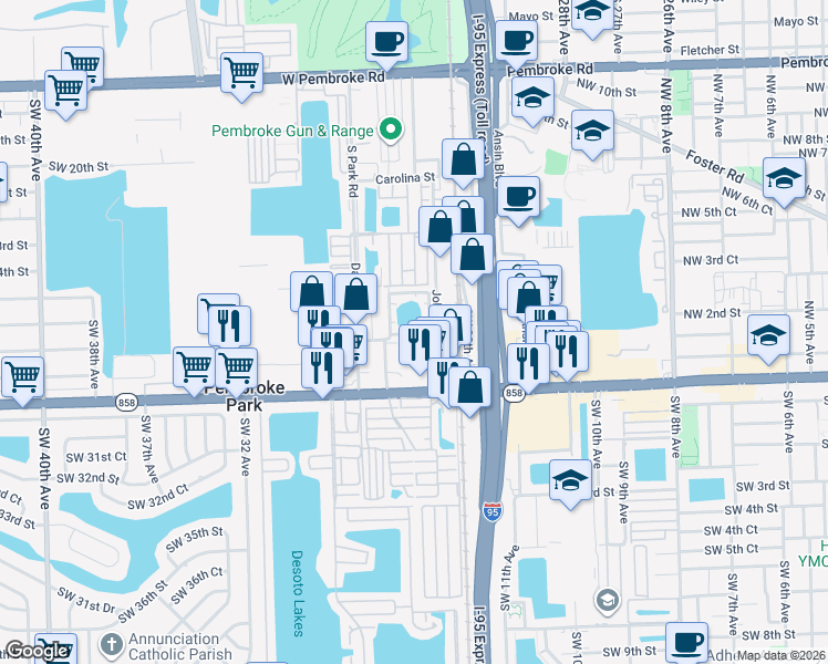 map of restaurants, bars, coffee shops, grocery stores, and more near 10 Traci Terrace West in Hallandale Beach