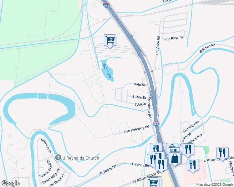 map of restaurants, bars, coffee shops, grocery stores, and more near 5591 Vidos Drive in Brownsville