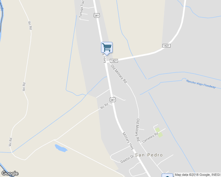 map of restaurants, bars, coffee shops, grocery stores, and more near 8410 Old Military Highway in Brownsville