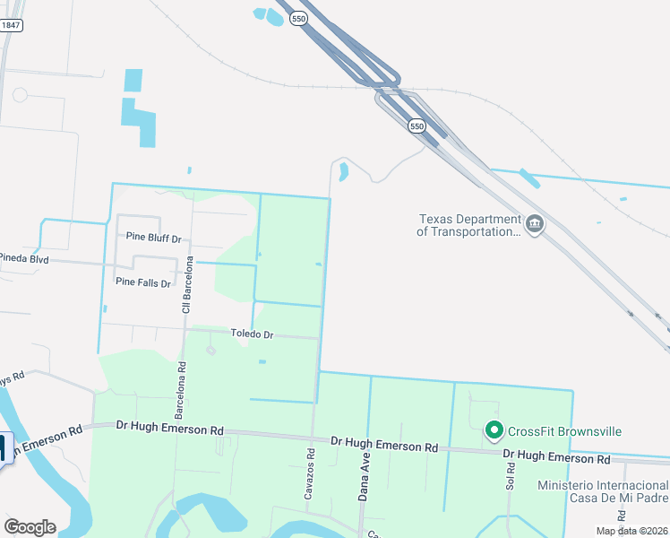 map of restaurants, bars, coffee shops, grocery stores, and more near 6247 Cavazos Road in Brownsville