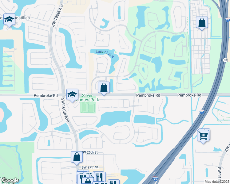 map of restaurants, bars, coffee shops, grocery stores, and more near 1688 Southwest 157th Avenue in Pembroke Pines