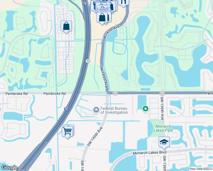 map of restaurants, bars, coffee shops, grocery stores, and more near in Miramar