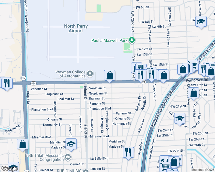 map of restaurants, bars, coffee shops, grocery stores, and more near in Broward County