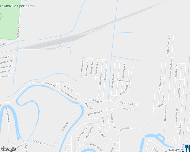 map of restaurants, bars, coffee shops, grocery stores, and more near 5471 Barbwire Lane in Brownsville