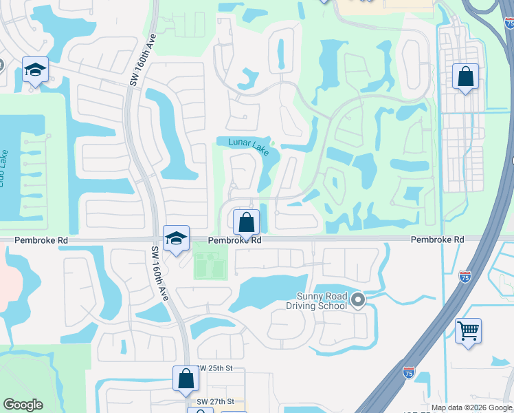 map of restaurants, bars, coffee shops, grocery stores, and more near 1608 Southwest 157th Avenue in Pembroke Pines