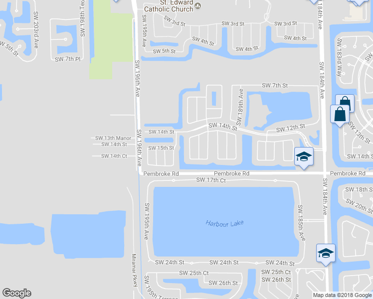 map of restaurants, bars, coffee shops, grocery stores, and more near 1558 Southwest 191st Lane in Pembroke Pines