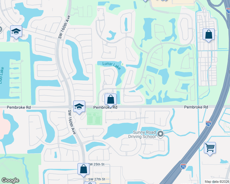 map of restaurants, bars, coffee shops, grocery stores, and more near 1608 Southwest 157th Avenue in Pembroke Pines