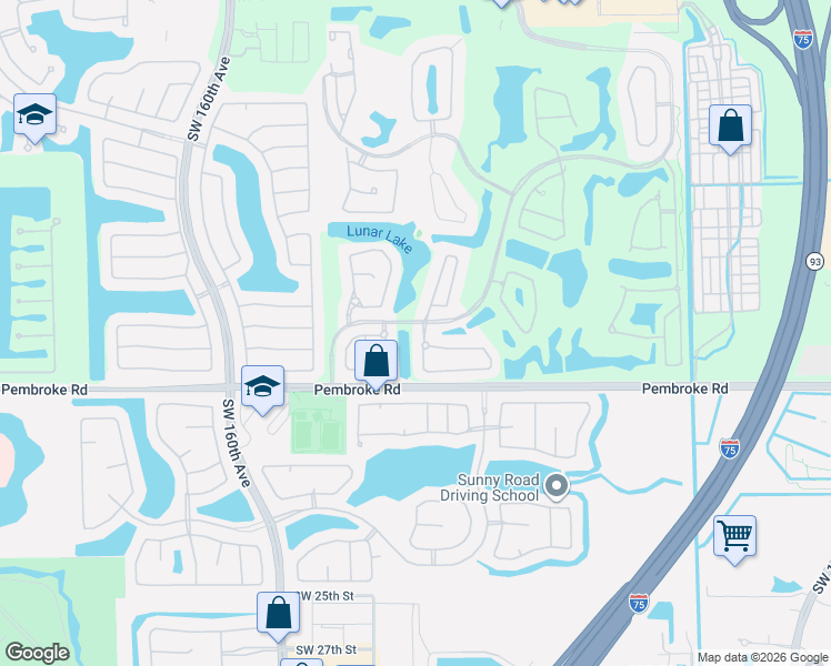 map of restaurants, bars, coffee shops, grocery stores, and more near 1608 Southwest 157th Avenue in Pembroke Pines