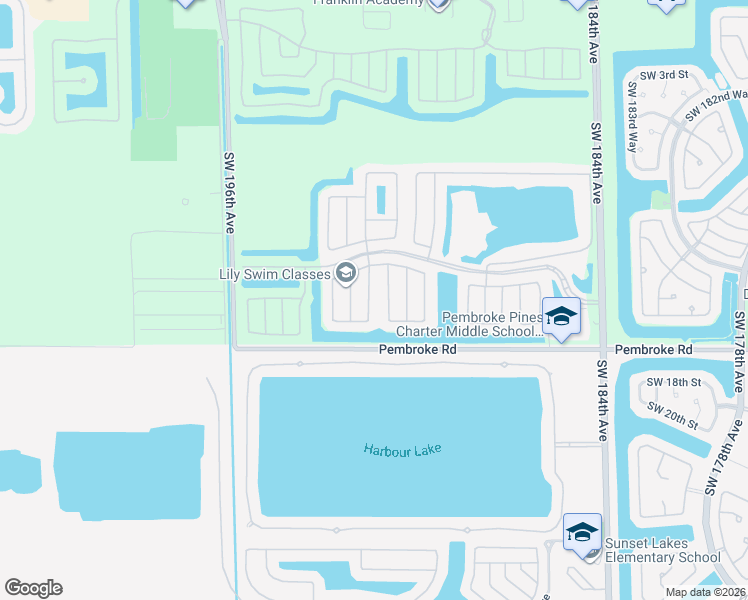map of restaurants, bars, coffee shops, grocery stores, and more near 1571 Southwest 190th Avenue in Pembroke Pines