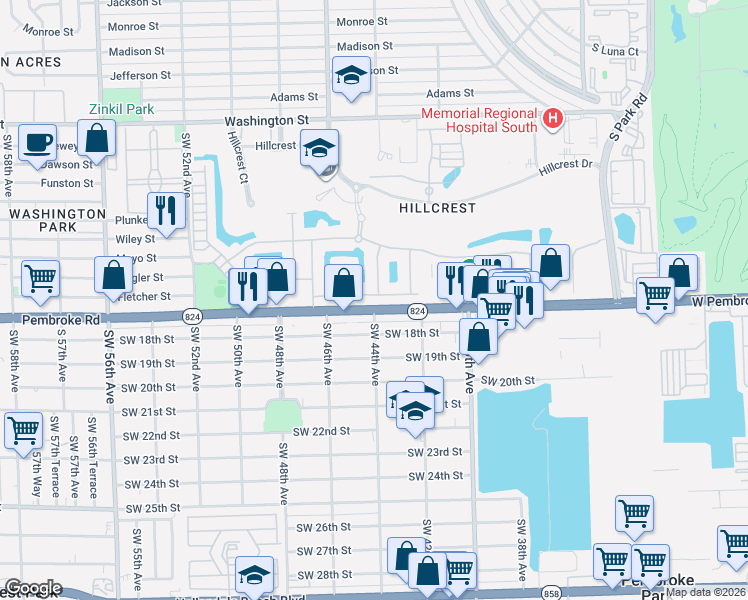 map of restaurants, bars, coffee shops, grocery stores, and more near 1575 Pongam Terrace in Hollywood